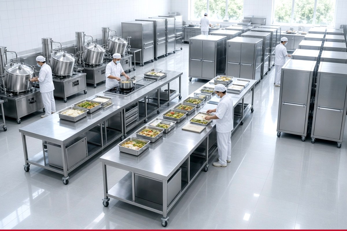 Thiết kế thi công bếp trường học, bệnh viện inox 304 chuẩn ATTP