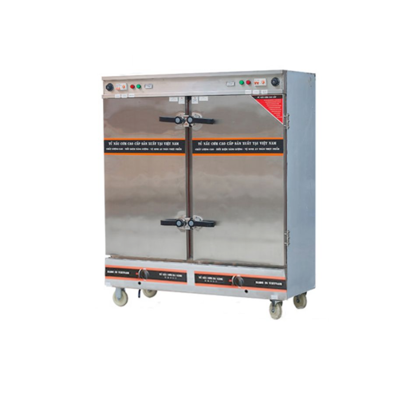 TỦ CƠM 24 KHAY DÙNG GAS ĐIỆN KẾT HỢP, CÓ CHẾ ĐỘ HẸN GIỜ VÀ NHIỆT ĐỘ