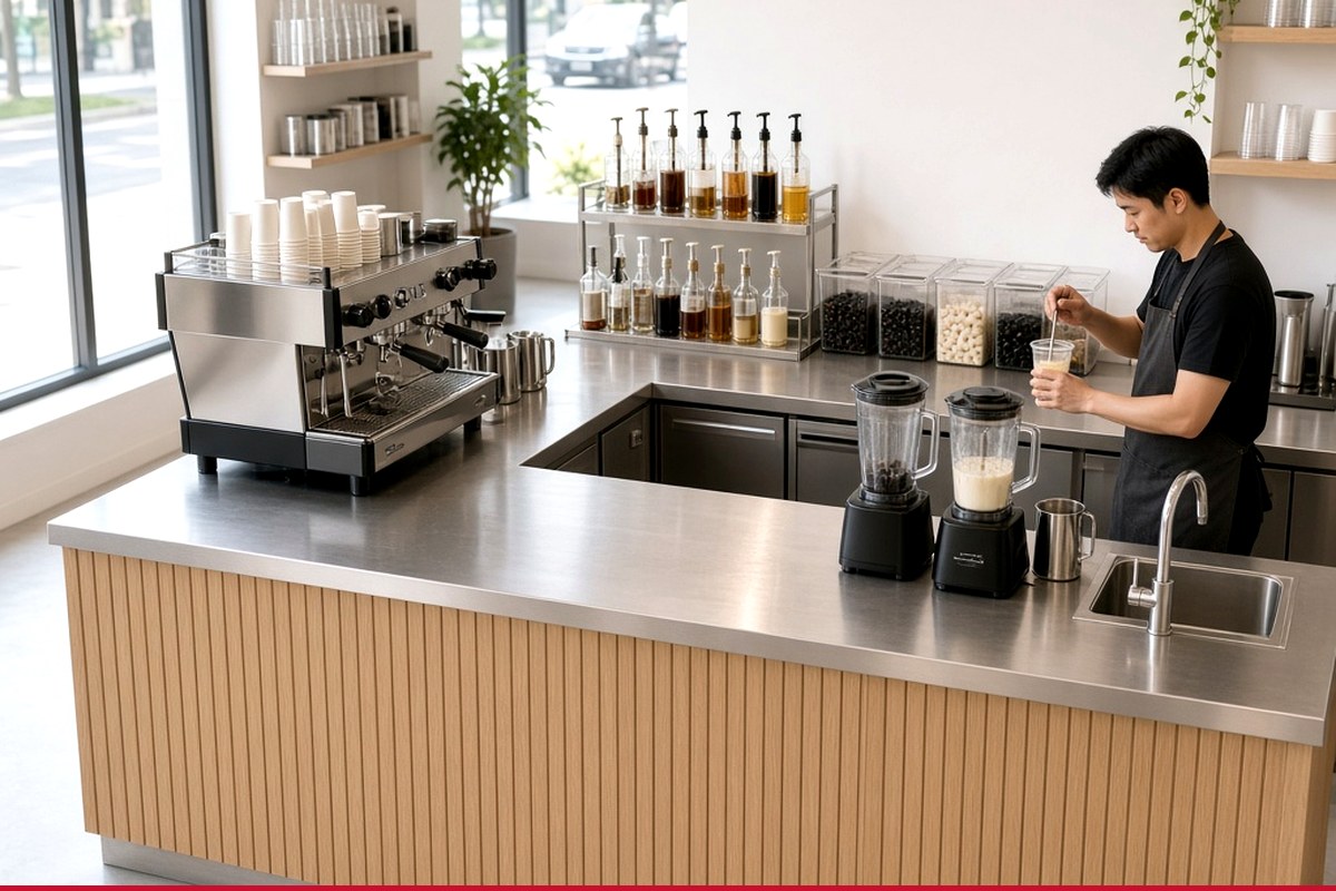 Thiết kế thi công quầy bar, cafe, trà sữa inox 304