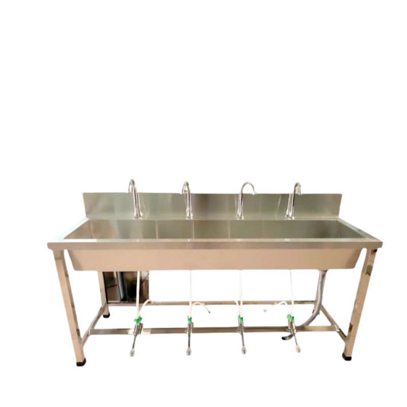MÁNG RỬA TAY VAN ĐẠP CHÂN 4 VÒI INOX 304 MRT09304