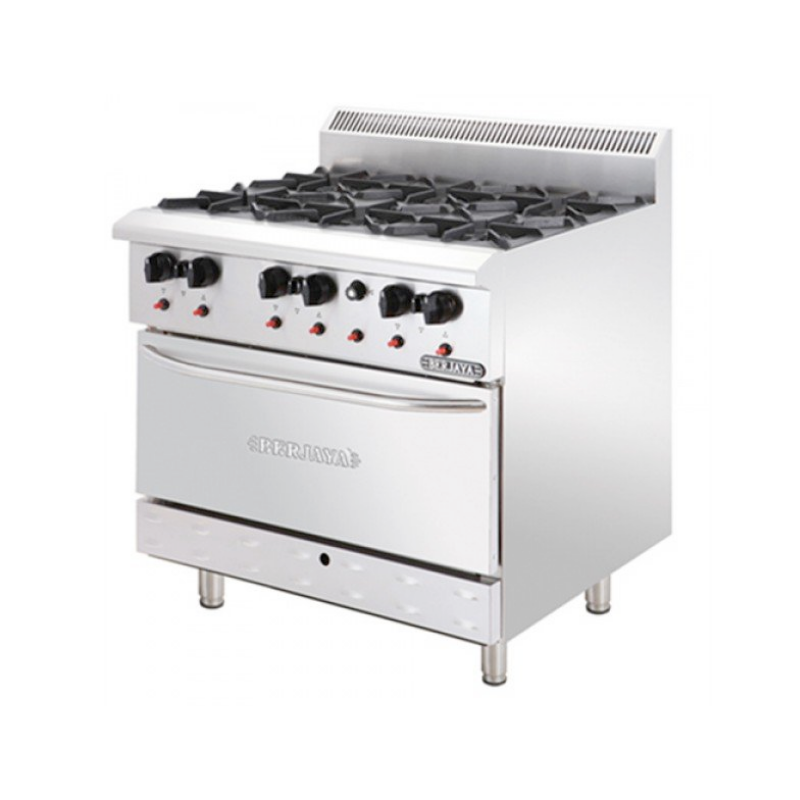 Bếp Âu 6 họng có lò nướng Berjaya DRO6-17